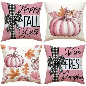 Fall Pumpkin Home Sweet Home Throw Pillow Covers Set Of 4 18 X 18 Inch Autumn Thankful Grateful Harvest Floral Decorations For Sofa Couch Bedroom