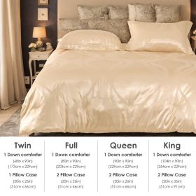 Luxurious Satin Microfiber Bedding Set Double-sided Jacquard Pattern, Italian Style Gold Ultra-shine Quilt Cover Three-piece Set, Super Soft King