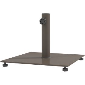 Square Patio Umbrella Base, 29 Lbs Metal Umbrella Stand Base With Adjustable Foot Pads, Heavy Duty Patio Umbrella Holder For 1.51.9 Umbrella Pole (Color: Brown)