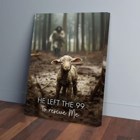 1 Piece Canvas Painting With Wood Frame, Ready To Hang, He Left 99 Sheep To Save Me, Man And Lost Sheep, Christian Wall Art, Framed Mural Print, Suita (Option: 12X8inch)