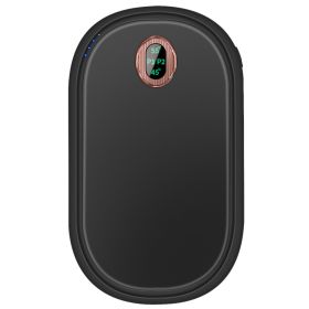 Black-Pink Color Options -- 1Pc Rechargeable Hand Warmer Electric Hand Heater Portable Reusable Pocket Warmer Power Bank With Digital Display 2 Levels (Color: Black)
