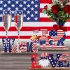 1pc 4th Of July Wooden Ornament; Independence Day I Love USA Wooden Alphabet Ornament; Holiday Decoration For Bedroom Living Room Tiered Tray Ornament