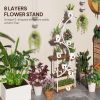 Plant Stand Indoor, 8 Tier 62" S-Shaped Plant Shelf, Corner Plant Rack for Multiple Plants, Carbonised Finish
