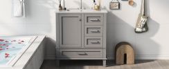 30" Bathroom Vanity , Modern Bathroom Cabinet with Sink Combo Set, Bathroom Storage Cabinet with a Soft Closing Door and 3 Drawers, Solid Wood Frame