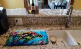 Loggerhead Sea Turtle Dish Drying Mat Absorbent Dish Drying Mat Pad for Kitchen Counter Dish Drainer Mat for Countertop, 14 x 21", Multicolor